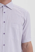 Regular Fit Plaid Cotton Purple Dress Shirt - MIB