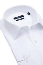 Regular Fit Plain 100% Cotton White Dress Shirt - MIB