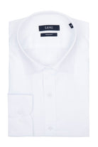 Regular Fit Plain 100% Cotton White Dress Shirt - MIB