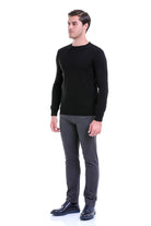 Regular Fit Plain Black Crewneck Sweater - MIB