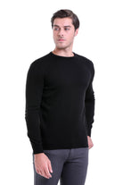 Regular Fit Plain Black Crewneck Sweater - MIB