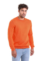 Regular Fit Plain Cotton Beige Crewneck Sweater Salmon - MIB