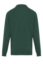 Regular Fit Plain Cotton Blend Black Polo Sweater Green