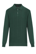 Regular Fit Plain Cotton Blend Black Polo Sweater Green