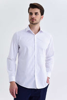 Regular Fit Plain Cotton Blend Dress Shirt White - MIB