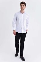 Regular Fit Plain Cotton Blend Dress Shirt White - MIB