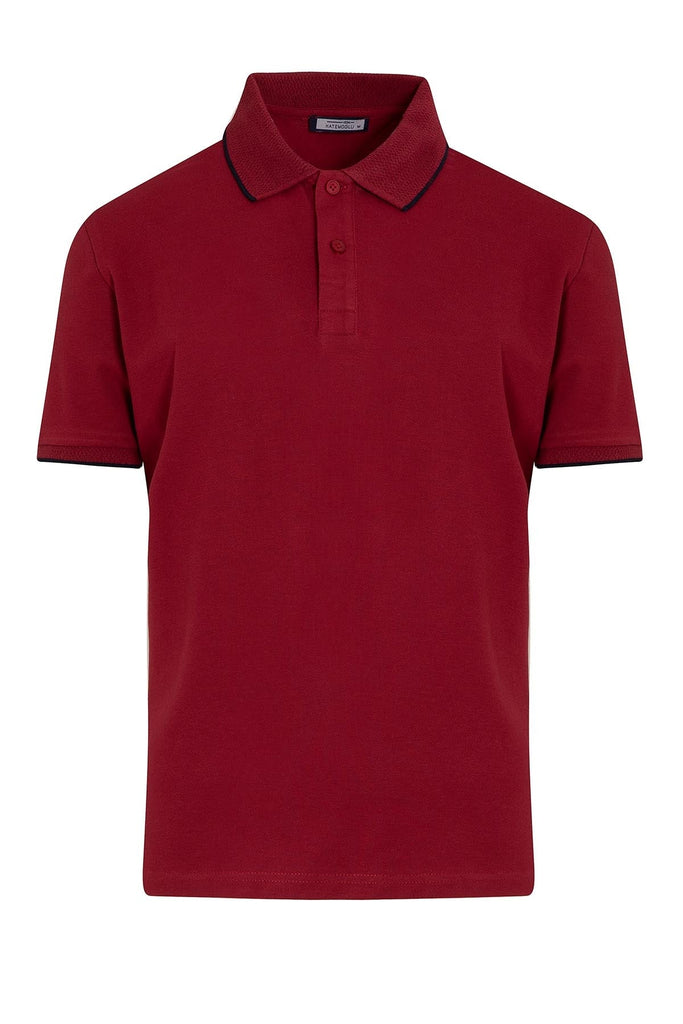 Regular Fit Plain Cotton Blend Polo T-shirt Burgundy - MIB