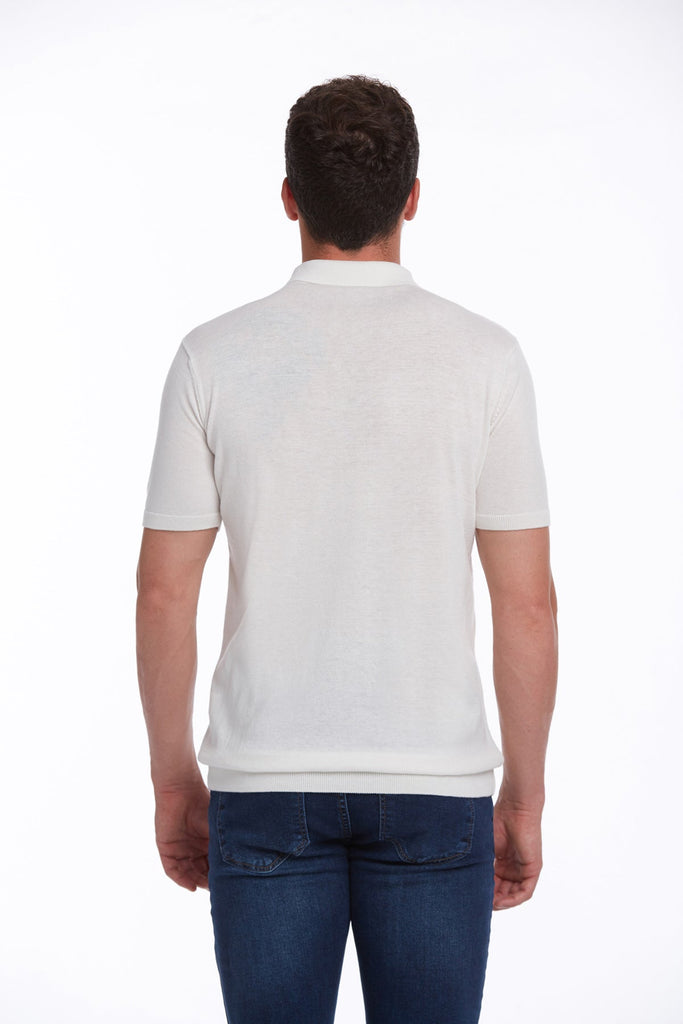 Regular Fit Plain Cotton Blend Polo T-shirt Ecru - MIB