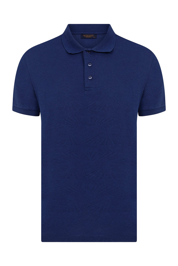 Regular Fit Plain Cotton Blend Polo T-shirt Light Navy - MIB