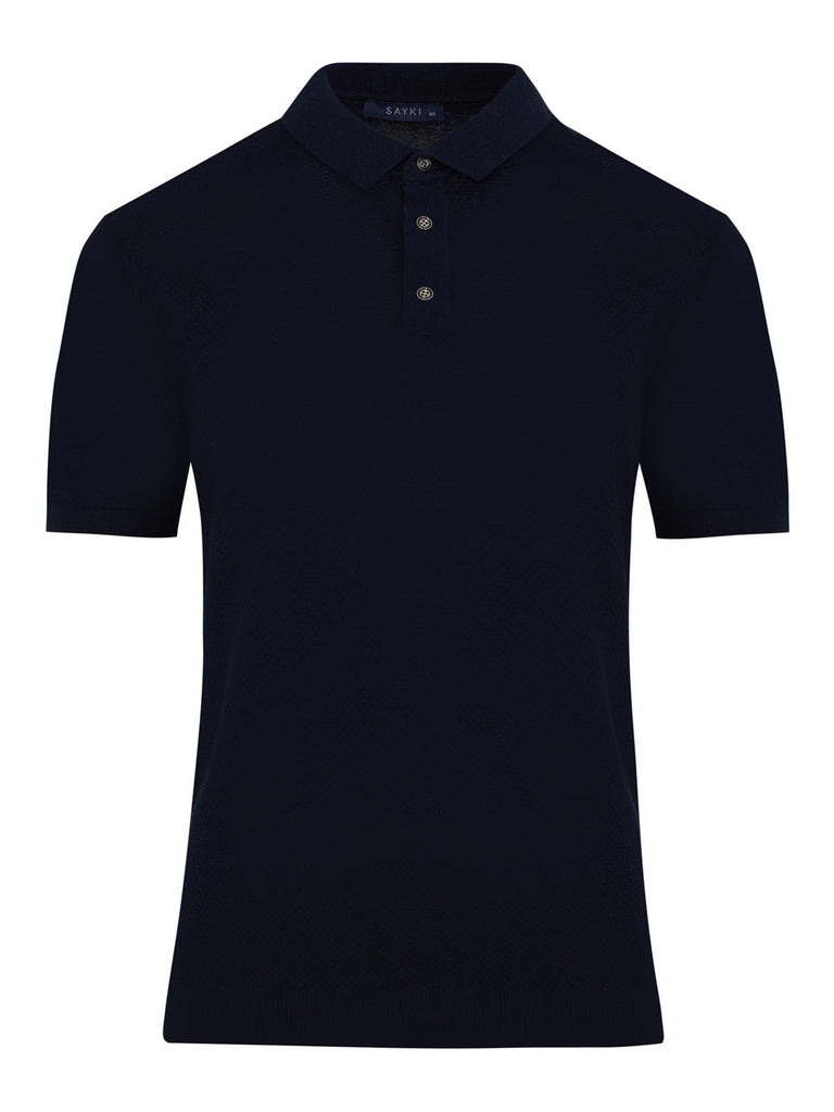 Regular Fit Plain Cotton Blend Polo T-shirt Navy - MIB