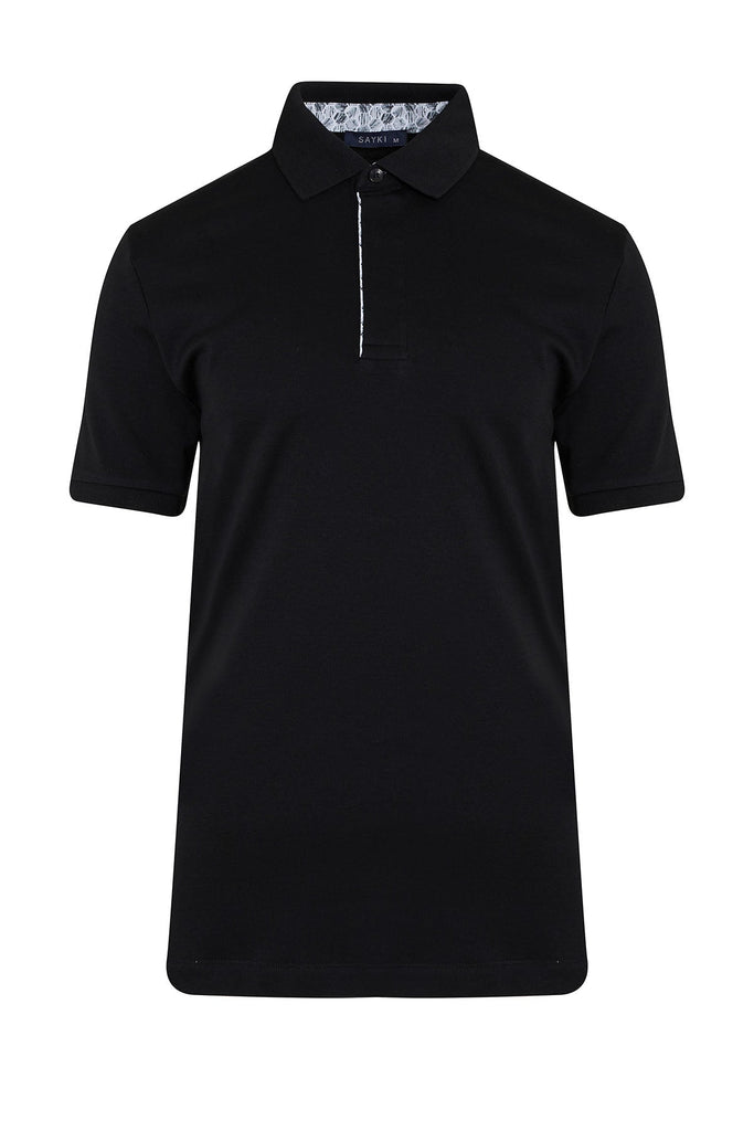 Regular Fit Plain Cotton Polo T-shirt Black - MIB