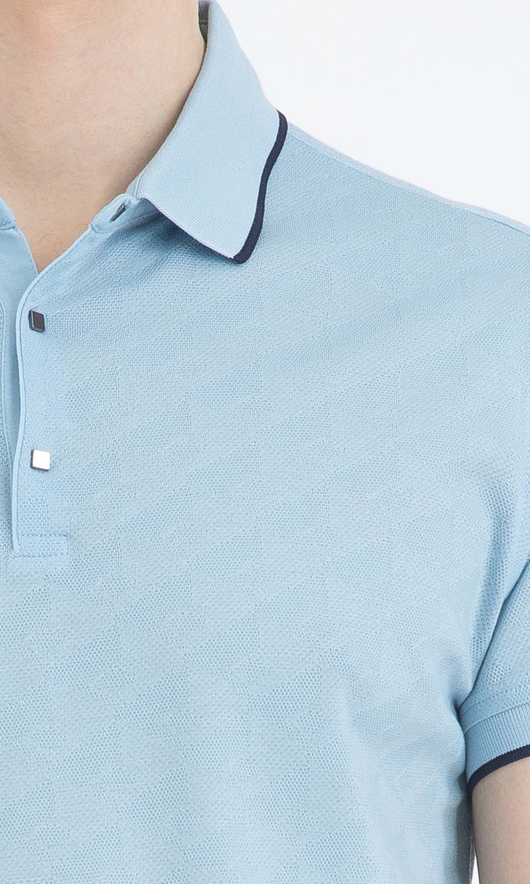 Regular Fit Plain Cotton Polo T-shirt Light. Blue - MIB