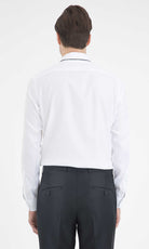 Regular Fit Plain Long Sleeve Cotton White Dress Shirt - MIB