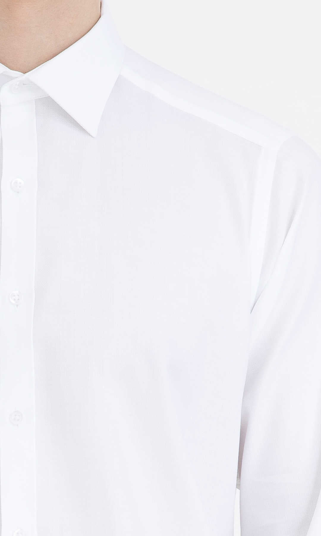 Regular Fit Plain Long Sleeve Cotton White Dress Shirt - MIB