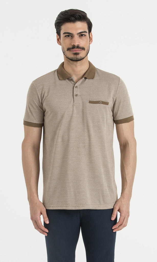 Regular Fit Plain Polo T-shirt Tan - Ecru - MIB