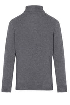 Regular Fit Plain Wool Blend Dark Gray Turtleneck Sweater