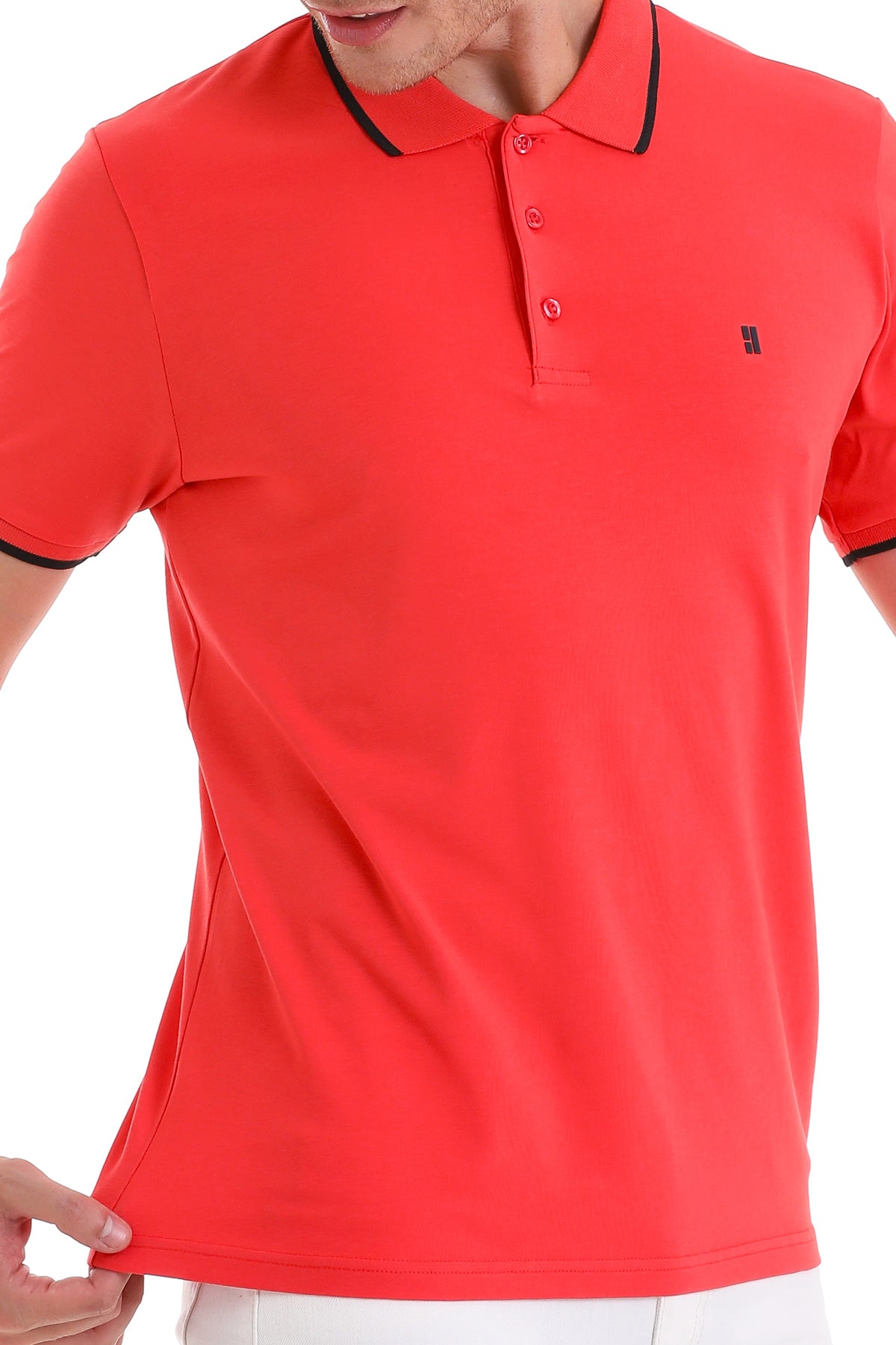 Regular Fit Pomegranate Flower Basic Cotton Polo T-Shirt