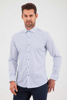 Regular Fit Printed Cotton Blend Blue Casual Shirt - MIB