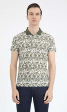 Regular Fit Printed Cotton Blend Khaki Polo T-Shirt - MIB