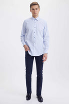 Regular Fit Printed Cotton Blue Casual Shirt - MIB