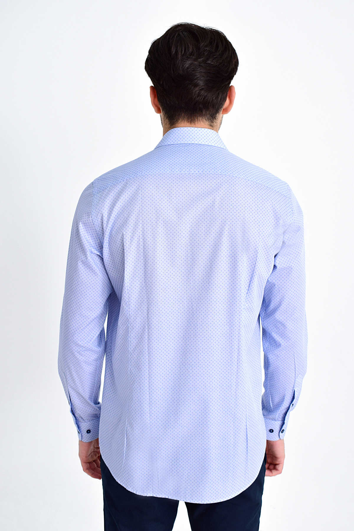 Regular Fit Printed Cotton Light Blue Casual Shirt - MIB