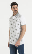 Regular Fit Printed Cotton White - Gray Polo T-Shirt - MIB