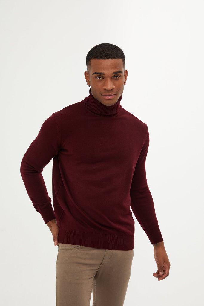 Regular Fit Purple Mock Neck Sweater - MIB