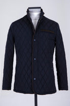 Regular Fit Quilted Nebraska Stand Collar Black Coat Navy