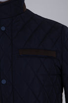 Regular Fit Quilted Nebraska Stand Collar Black Coat Navy