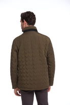 Regular Fit Quilted Stand Collar Navy Coat Khaki - SAYKI