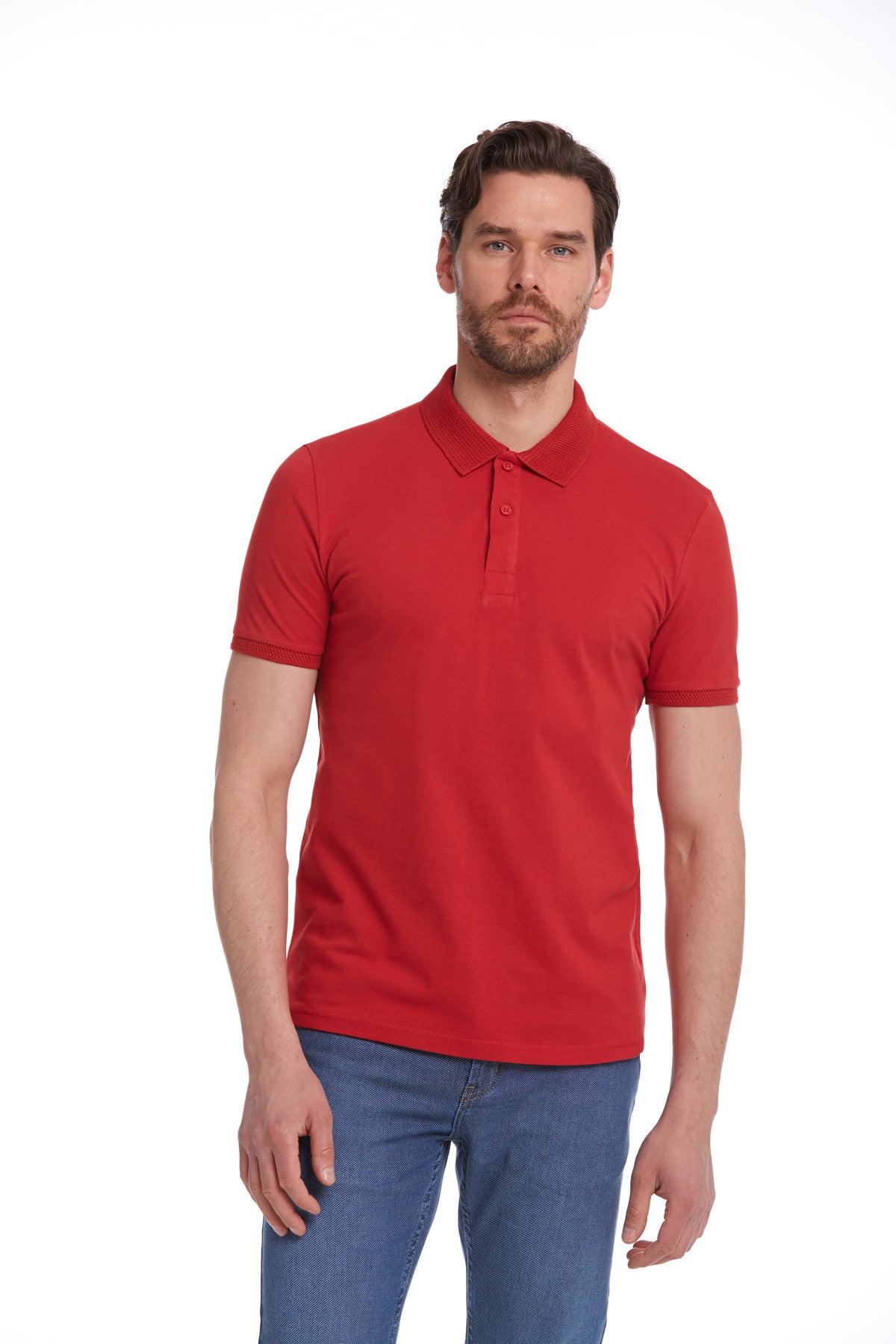 Regular Fit Red Basic Cotton Polo T-Shirt - MIB