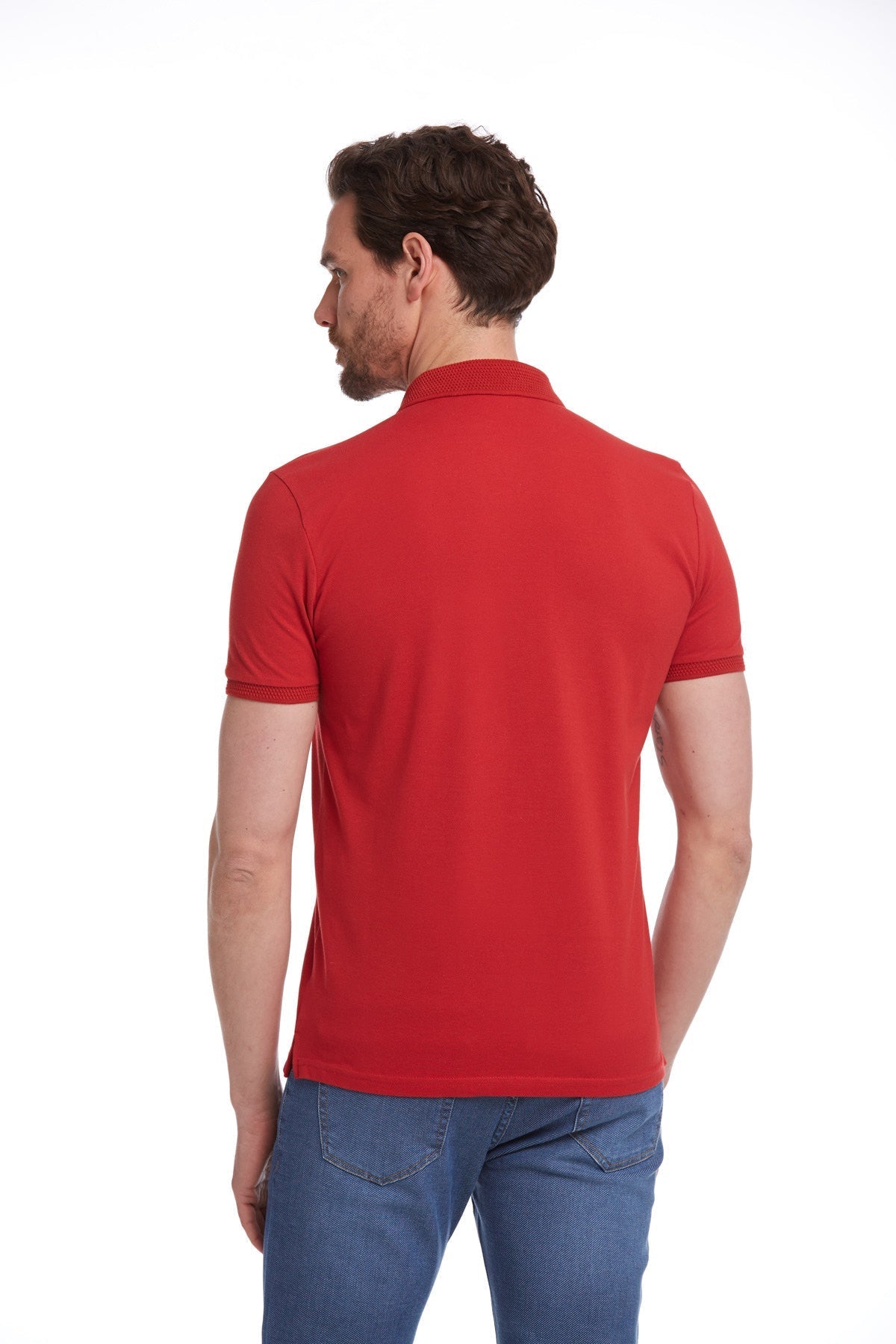 Regular Fit Red Basic Cotton Polo T-Shirt - MIB