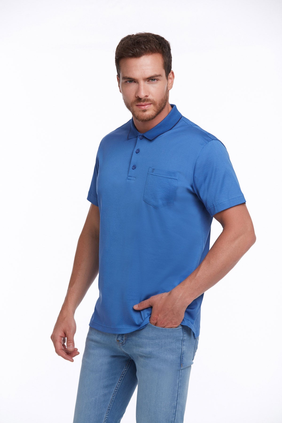 Regular Fit Sax Basic Cotton Polo T-Shirt - MIB