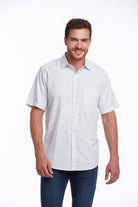 Regular Fit Short Sleeve Checked Cotton Blend Dress Shirt