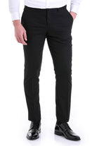 Regular Fit Side Pocket Black Wool Dress Pants - MIB