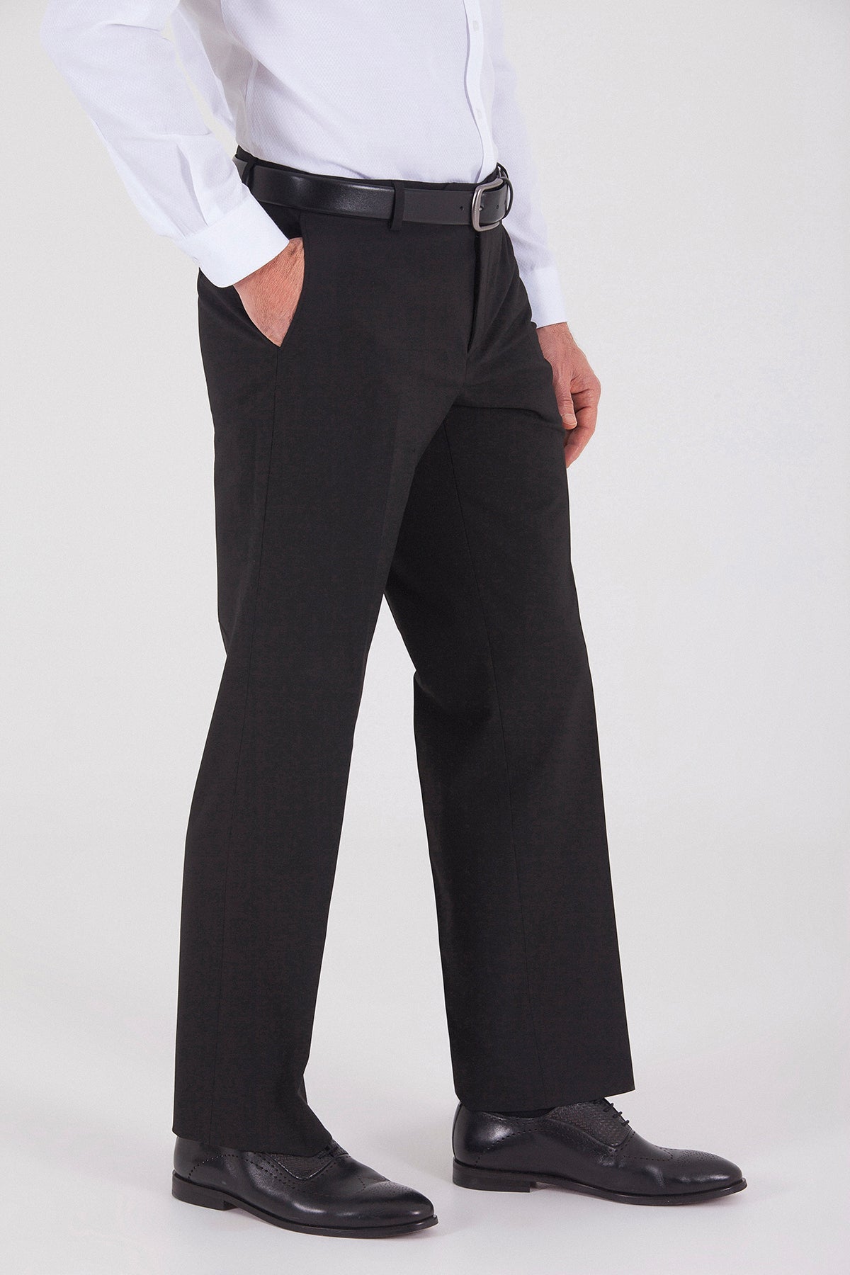 Regular Fit Side Pocket High Waist Black Dress Pants - MIB