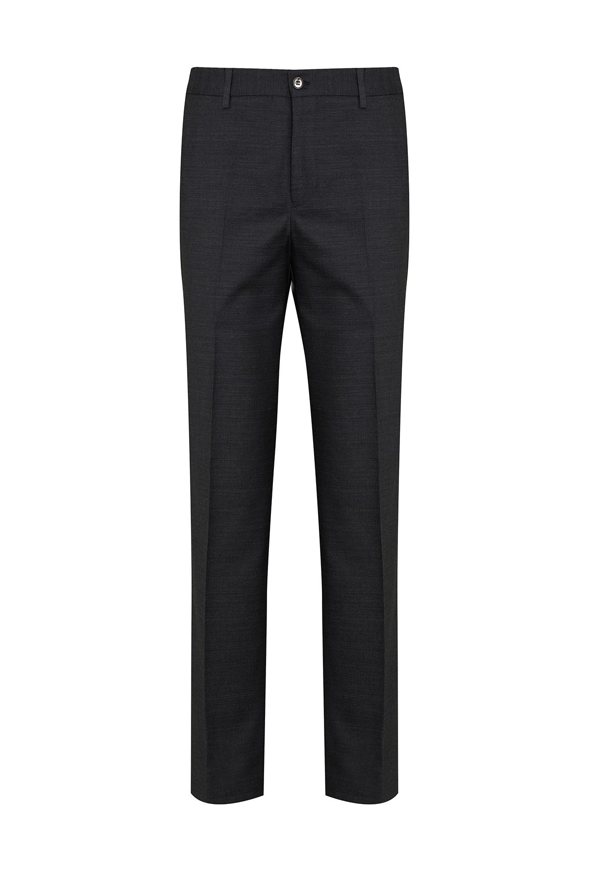 Regular Fit Side Pocket High Waist Gray Wool Dress Pants