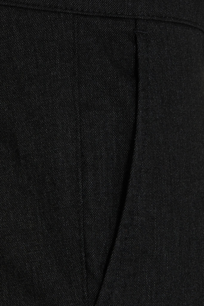 Regular Fit Side Pocket High Waist Unpleated Cotton Black