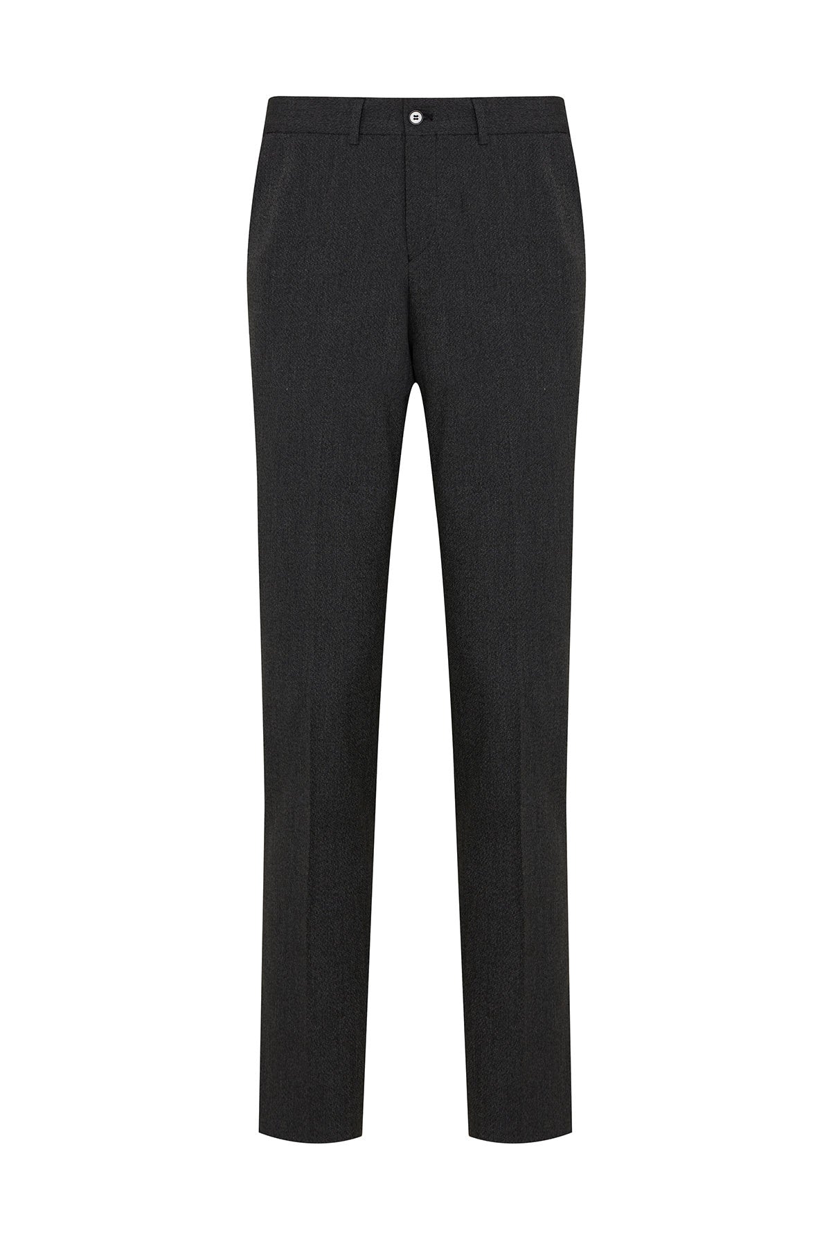 Regular Fit Side Pocket Low Waist Black Wool Dress Pants