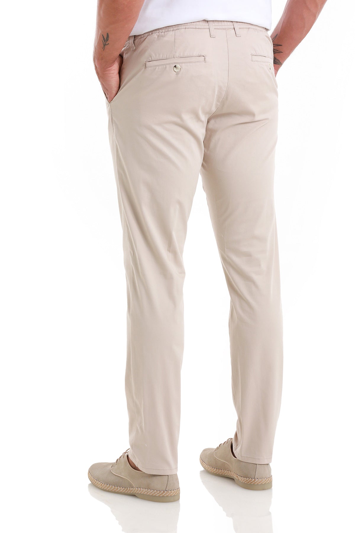 Regular Fit Side Pocket Low Waist Cotton Blend Beige Jogger