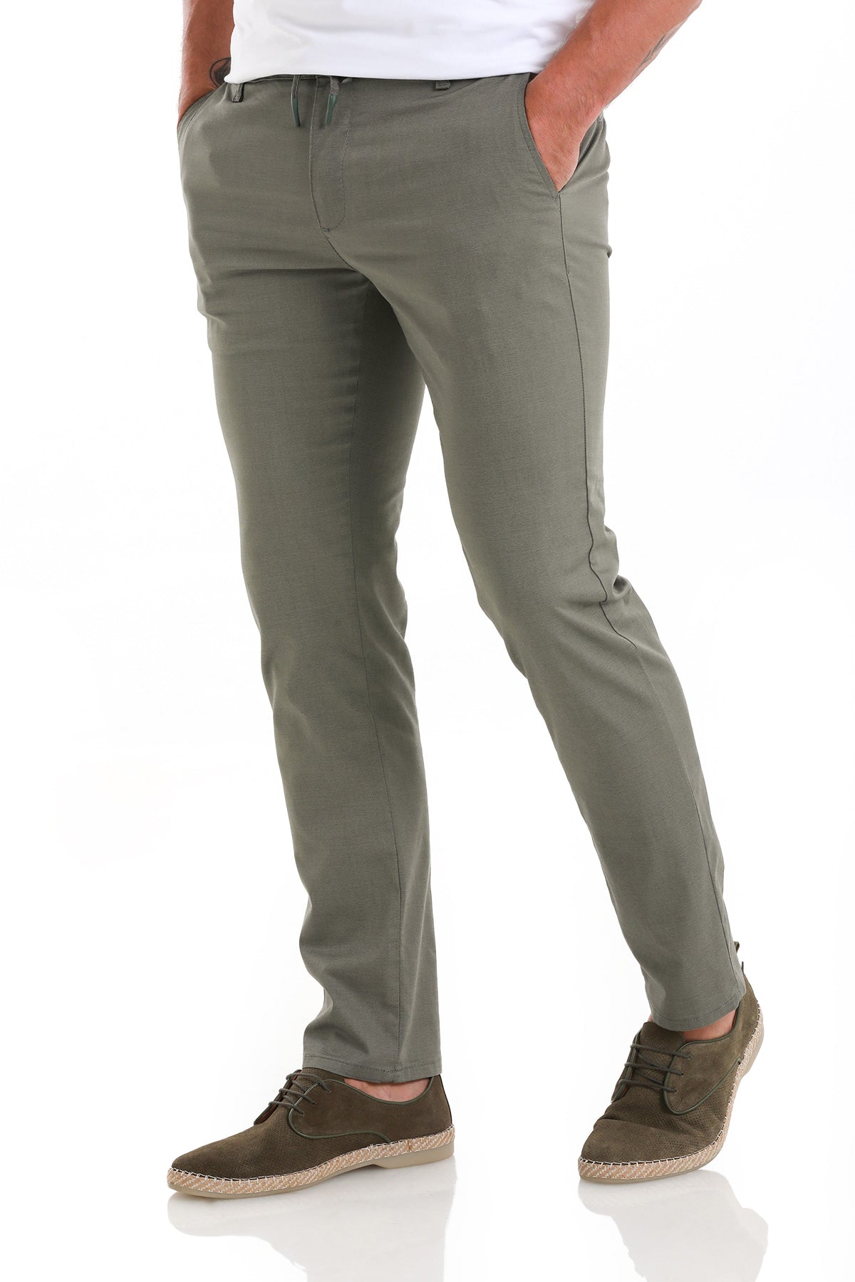 Regular Fit Side Pocket Low Waist Cotton Blend Khaki Jogger