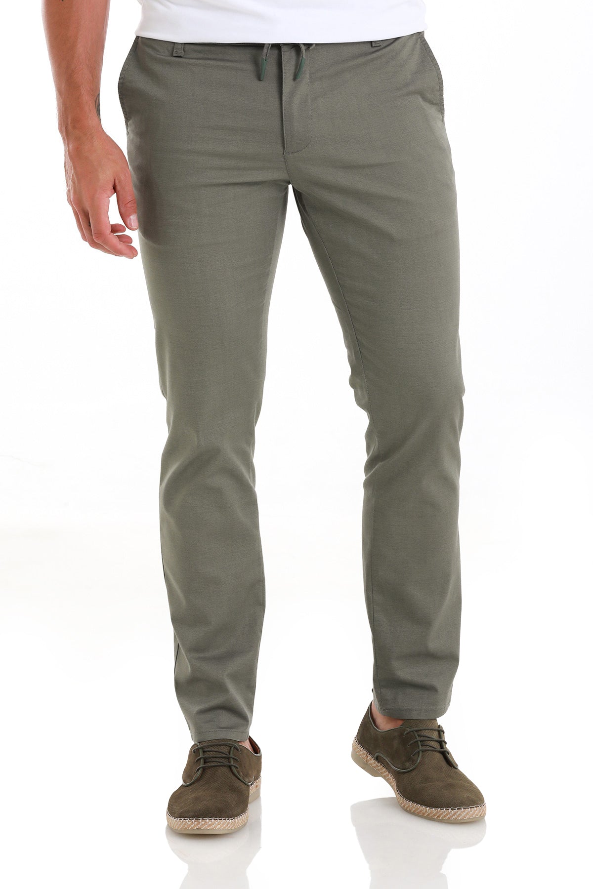 Regular Fit Side Pocket Low Waist Cotton Blend Khaki Jogger