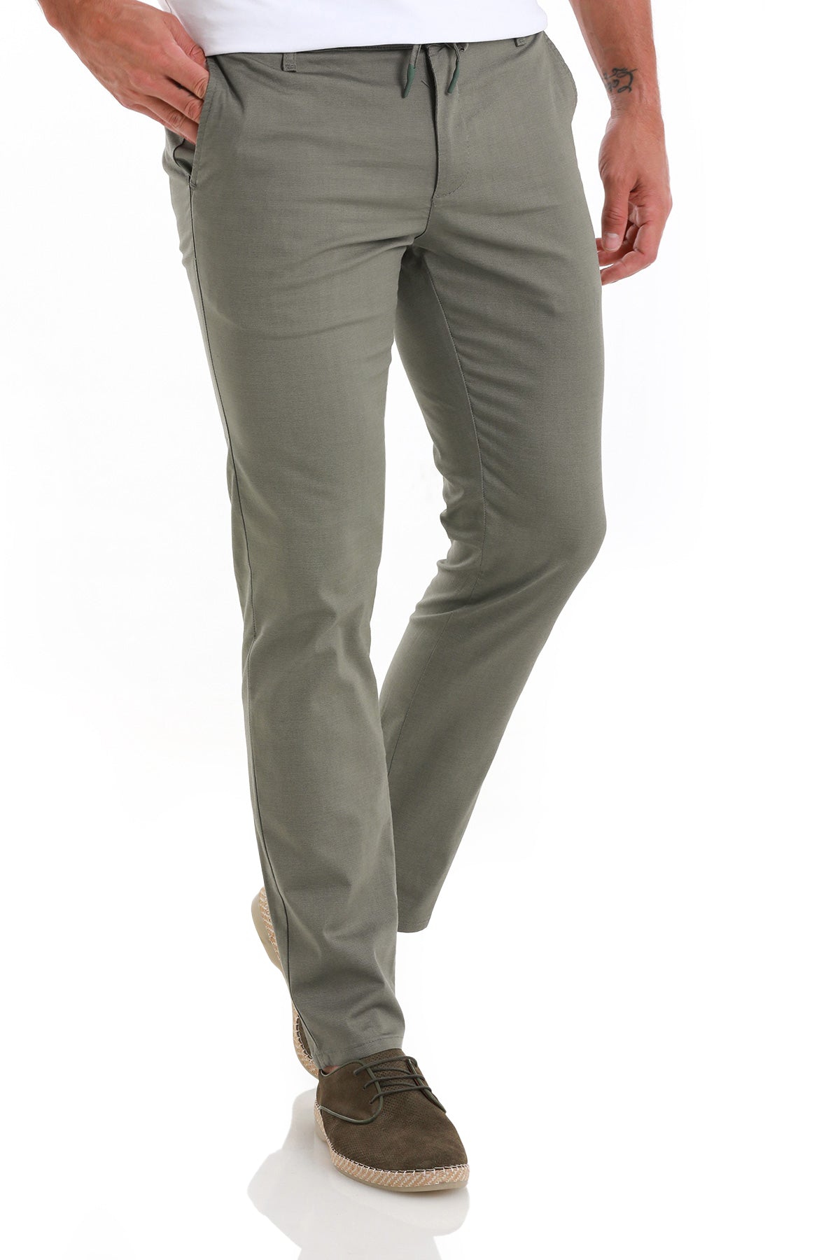 Regular Fit Side Pocket Low Waist Cotton Blend Khaki Jogger