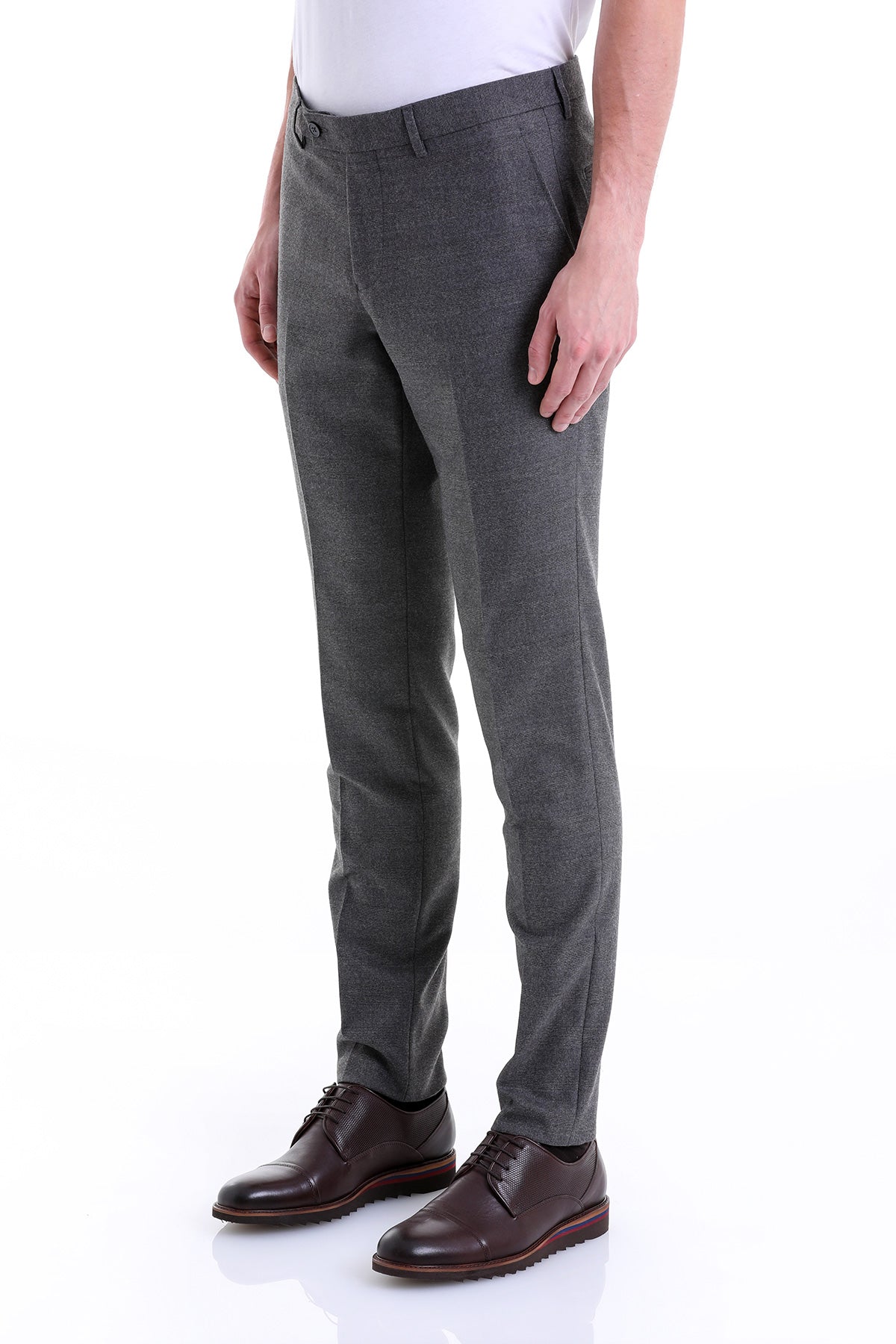 Regular Fit Side Pocket Low Waist Gray Dress Pants - MIB