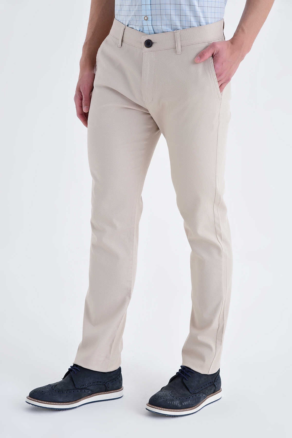 Regular Fit Side Pocket Low Waist Stone Cotton Casual Pants