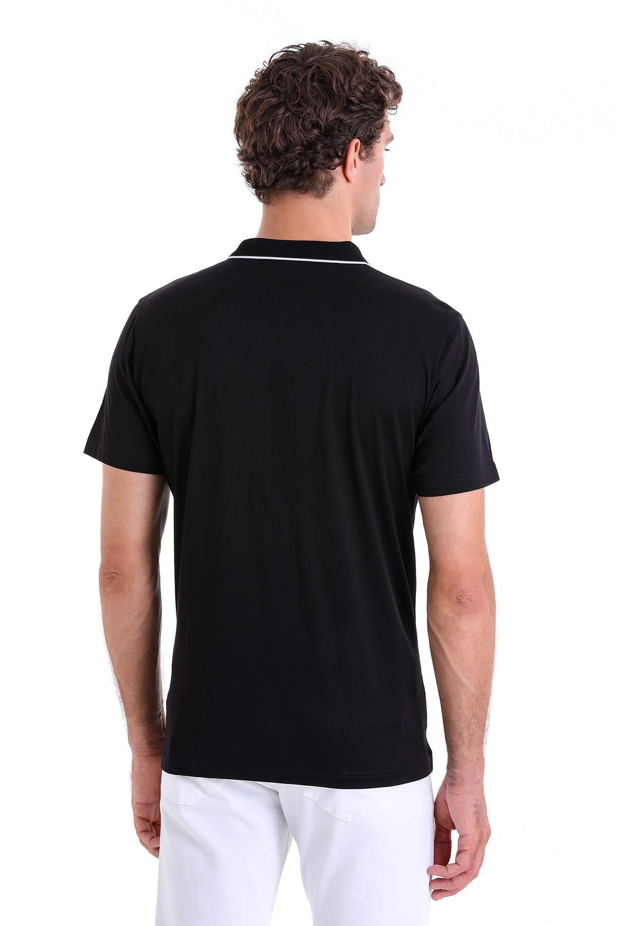 Regular Fit Solid Black Basic 100% Cotton Polo T-Shirt - MIB