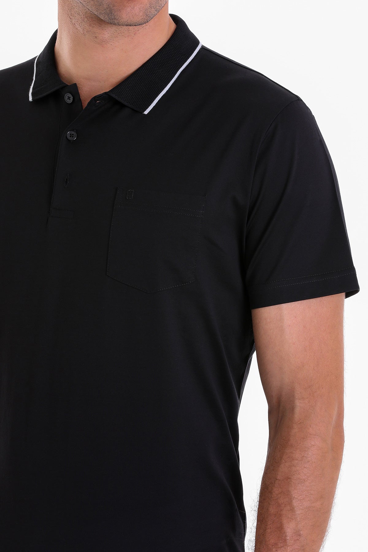 Regular Fit Solid Black Basic 100% Cotton Polo T-Shirt - MIB