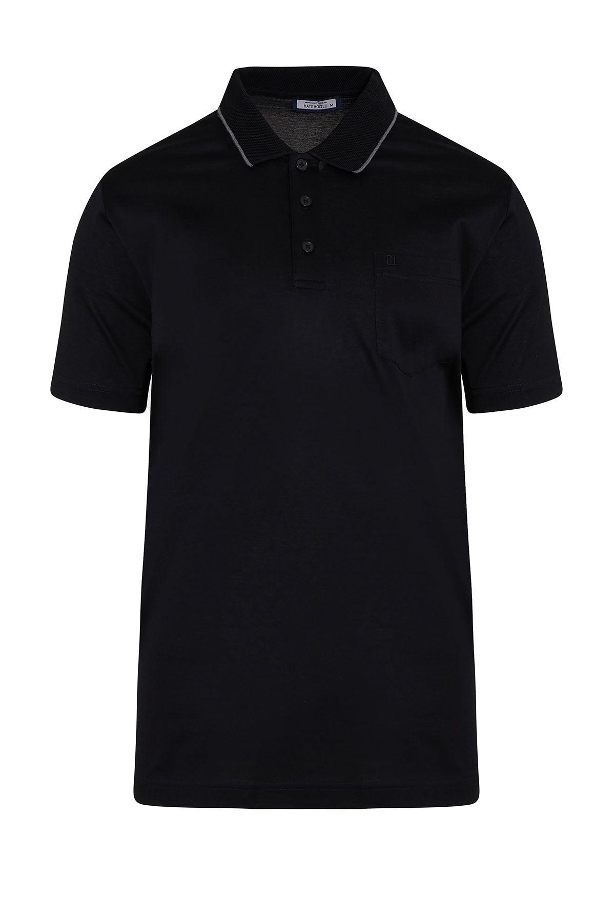 Regular Fit Solid Black Basic Cotton Polo T-Shirt - MIB