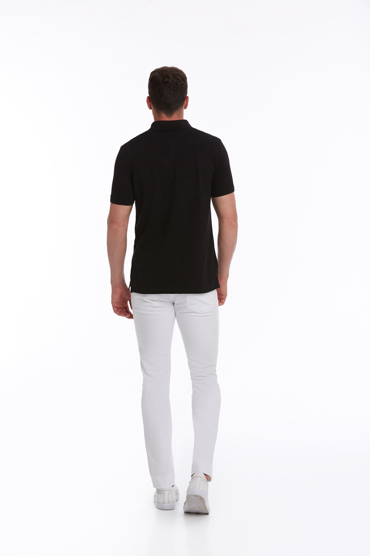 Regular Fit Solid Black Cotton Polo T-Shirt - MIB