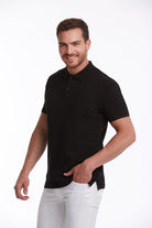 Regular Fit Solid Black Cotton Polo T-Shirt - MIB